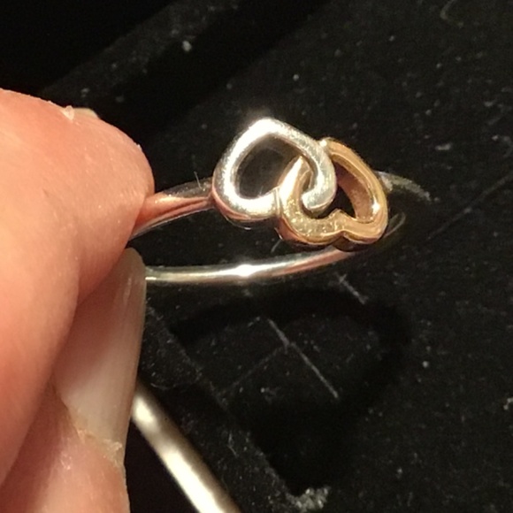 Pandora Two-Tone Interlocking Hearts Ring - Picture 5 of 9